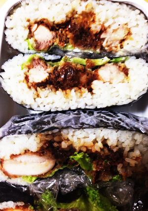 おにぎらず ー唐揚げマヨキムチかかー-レシピのメイン写真