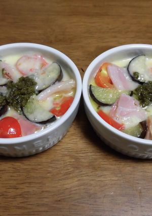 ココットカマン　茄子とトマトとベーコン-レシピのメイン写真