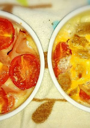 トマトとハムのカマンオリーブココット＊左-レシピのメイン写真