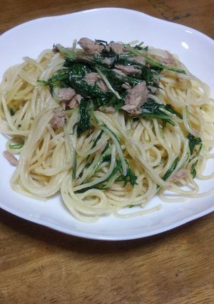 めっちゃ簡単!!シーチキン&みずなスパ-レシピのメイン写真