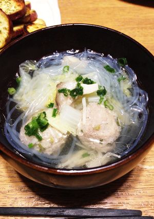 あったまる〜！白菜と肉団子と春雨のスープ-レシピのメイン写真