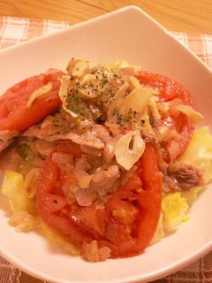豚肉炒めのっけトマト焼き☆-レシピのメイン写真