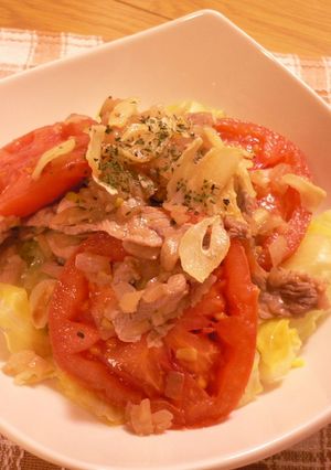 豚肉炒めのっけトマト焼き☆-レシピのメイン写真