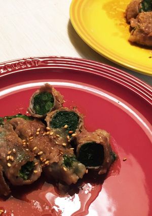 豚肉の春菊巻き オイスターソース煮-レシピのメイン写真