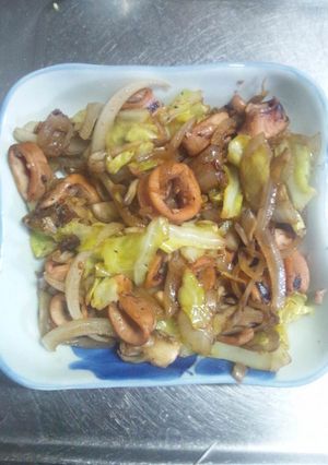 ３月１日晩飯【イカの酸っぱ炒め】-レシピのメイン写真