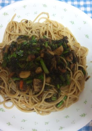 簡単！カブの葉とホタテの和風パスタ-レシピのメイン写真