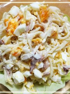 焼き豚と玉ねぎのミモザスパサラダ-レシピのメイン写真