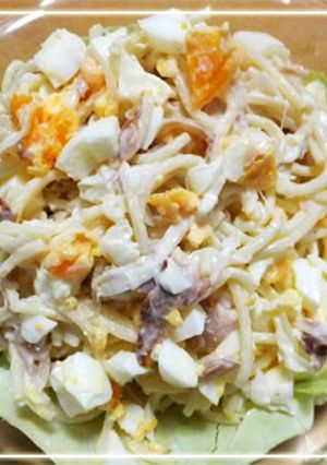 焼き豚と玉ねぎのミモザスパサラダ-レシピのメイン写真