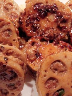 れんこんの挽き肉はさみ焼き♪照り焼き風-レシピのメイン写真