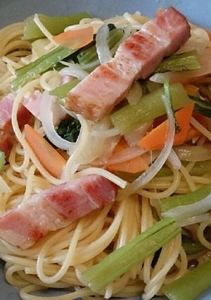 小松菜とベーコンの和風パスタ-レシピのメイン写真