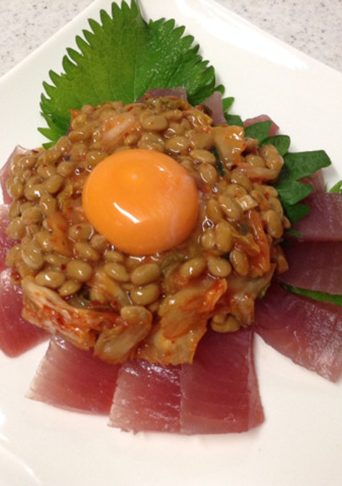 ♥簡単おつまみ♪マグロのキムチ納豆がけ-レシピのメイン写真