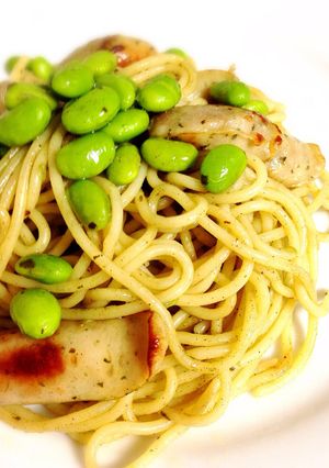 ソーセージと枝豆のバジルパスタ的な。-レシピのメイン写真