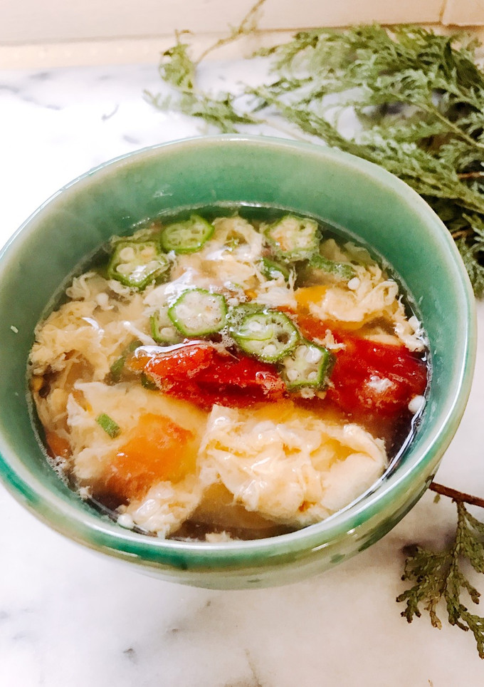 ★トマトとオクラと卵のふわふわ中華スープ-レシピのメイン写真