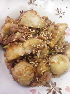 揚げ里芋のひき肉炒め-レシピのメイン写真