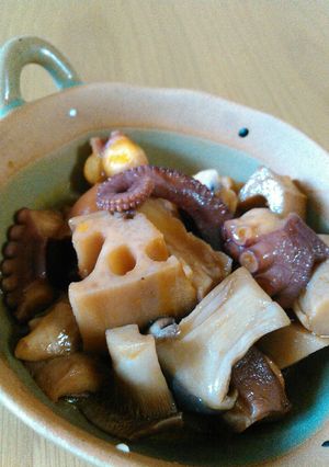 圧力鍋で蓮根と蛸とエリンギのケチャップ煮-レシピのメイン写真