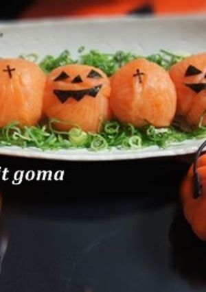 サーモンで簡単ハロウィンパンプキン寿司♪-レシピのメイン写真