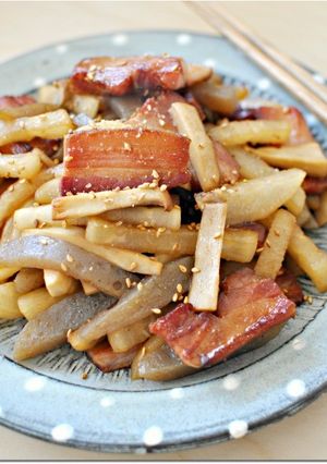 ベーコンと食感楽しい三食材のめんつゆ金平-レシピのメイン写真
