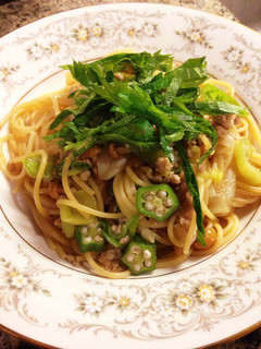 鶏そぼろの大葉パスタ-レシピのメイン写真