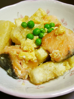ご飯がすすむ♪鮭と豆腐の塩炒め-レシピのメイン写真