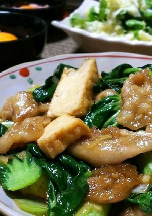 ターサイと豚バラ＋厚揚げで香味炒め♪-レシピのメイン写真