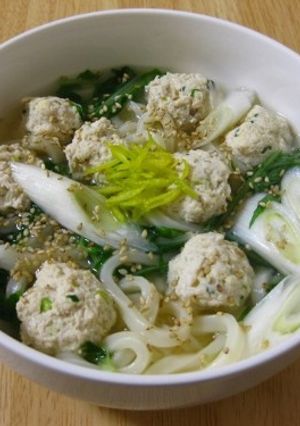 鶏ガラベースであっさり♪鶏つくねうどん-レシピのメイン写真