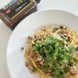 味研焼肉の生だれで青じそ和風ひき肉パスタ
