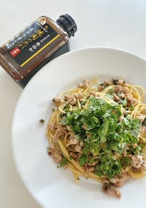味研焼肉の生だれで青じそ和風ひき肉パスタ-レシピのメイン写真