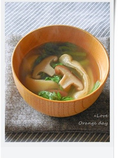 春菊・油揚げ・椎茸のすまし汁-レシピのメイン写真