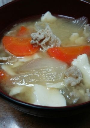 冷蔵庫掃除にも☆余り野菜でお手軽豚汁-レシピのメイン写真
