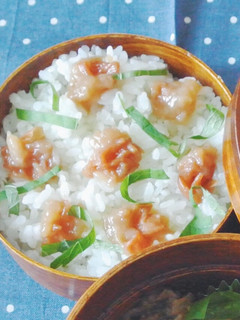 お弁当に♪蜂蜜梅干し&大葉の簡単彩りご飯-レシピのメイン写真