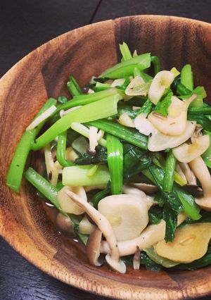 きのこと青菜の、にんにくお浸し-レシピのメイン写真