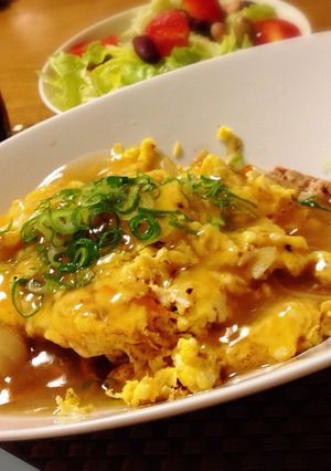 うどんスープの素de野菜炒めの卵餡かけ-レシピのメイン写真