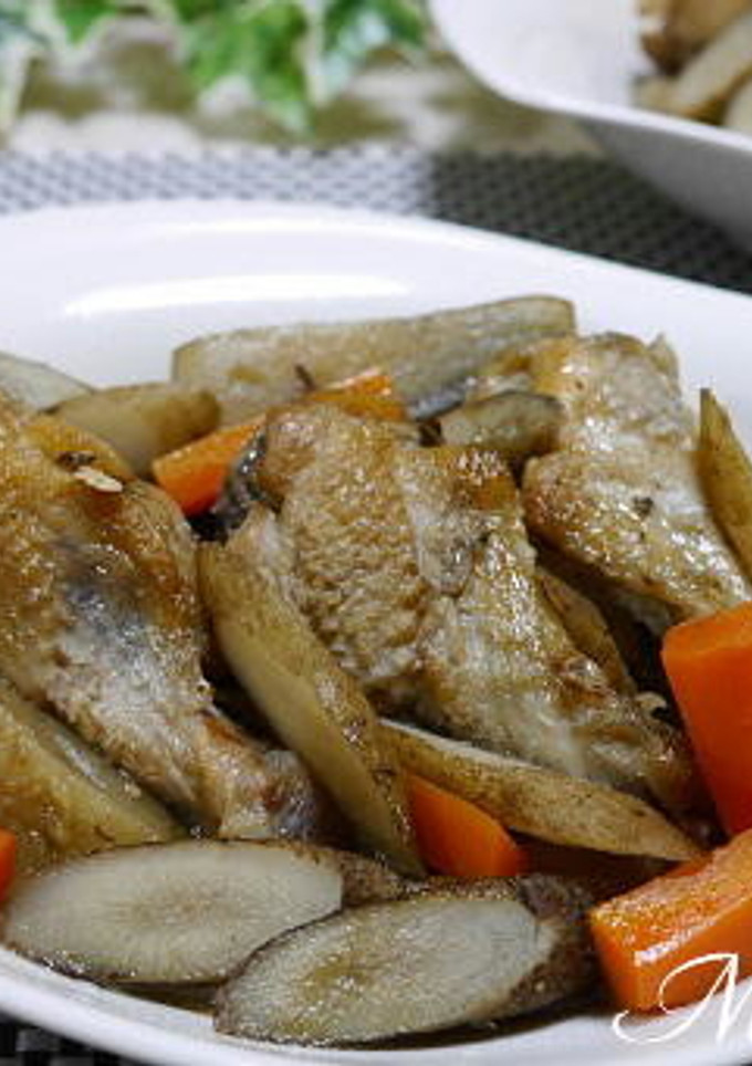 鶏手羽元とごぼうと茄子の甘酢煮-レシピのメイン写真
