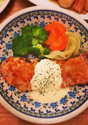 鮭のパン粉焼き♡豆乳でタルタル風ソース-レシピのメイン写真