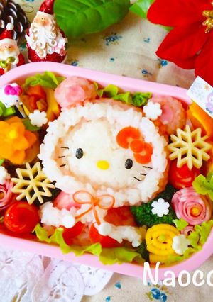 キャラ弁★もこもこファーキティちゃん冬弁-レシピのメイン写真