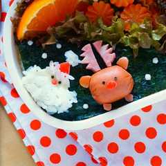 รูปของ キャラ弁＊一口フランクのトナカイさん♡