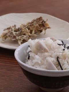 里芋ごはんと里芋の皮のかき揚げ-レシピのメイン写真