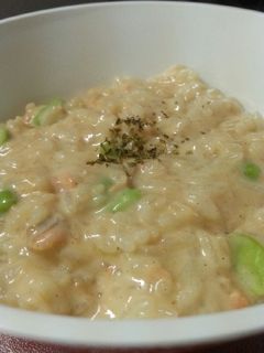 簡単すぎ!!枝豆と鮭のミルクリゾット-レシピのメイン写真