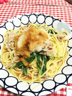 簡単☆ランチ☆豚肉と水菜のおろしパスタ-レシピのメイン写真