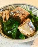 ３分おつまみ✿ほうれん草と秋刀魚缶の小鉢