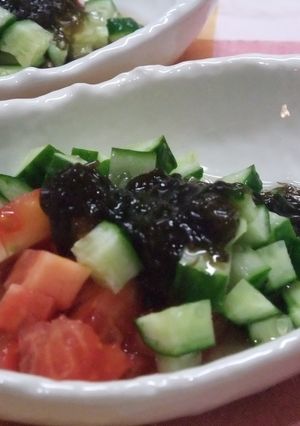 サイコロ野菜と✿もずく酢♥-レシピのメイン写真