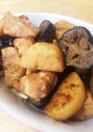 鶏肉ナス長芋で♪ 甘辛照り煮-レシピのメイン写真