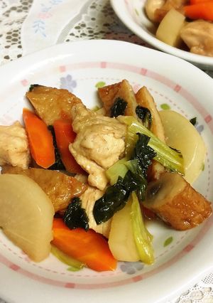チンゲン菜と大根と鶏肉の煮物-レシピのメイン写真
