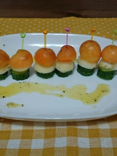 柿とりんごのピンチョス☆パーティーに-レシピのメイン写真