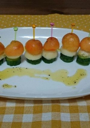 柿とりんごのピンチョス☆パーティーに-レシピのメイン写真