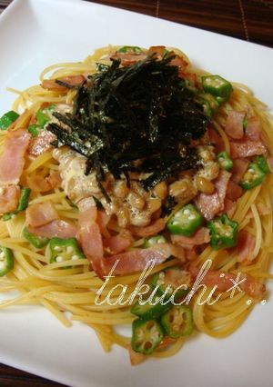 おくらベーコン納豆ネバネバスパ-レシピのメイン写真