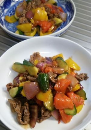 夏野菜の牛肉炒め-レシピのメイン写真