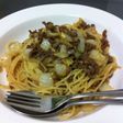 白菜とひき肉の辛味オイルパスタ
