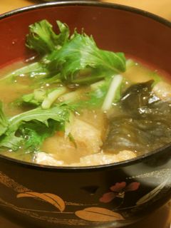 ずぼらさんの水菜の味噌汁。。。-レシピのメイン写真