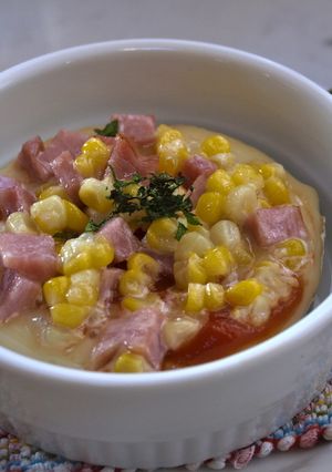 ハムとコーンのココットカマン-レシピのメイン写真